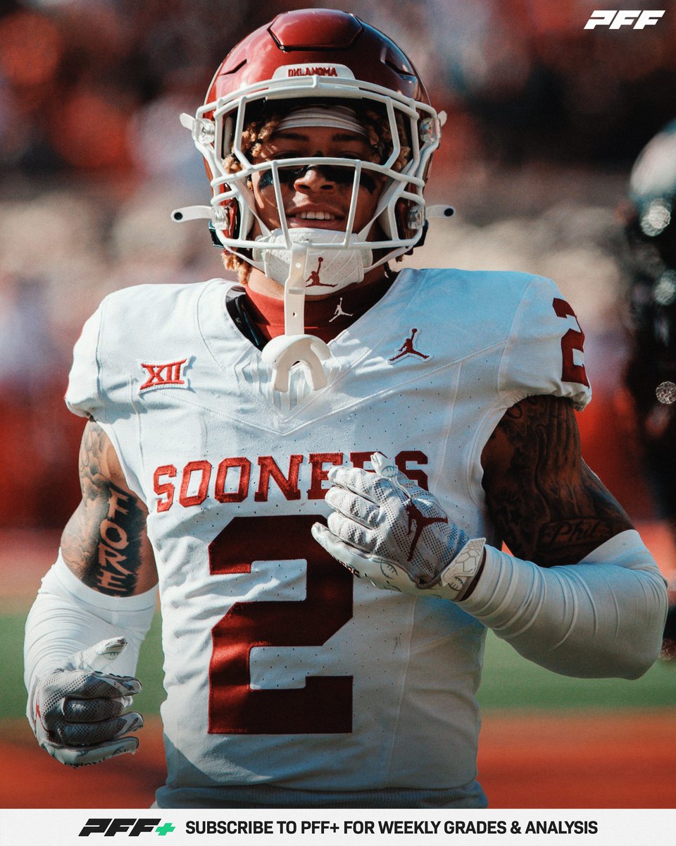 PFF_College's tweet image. Atlanta Selects Oklahoma DB Billy Bowman Jr 118th Overall
🔴 11 INTs Since 2022 (2nd Among Safeties)