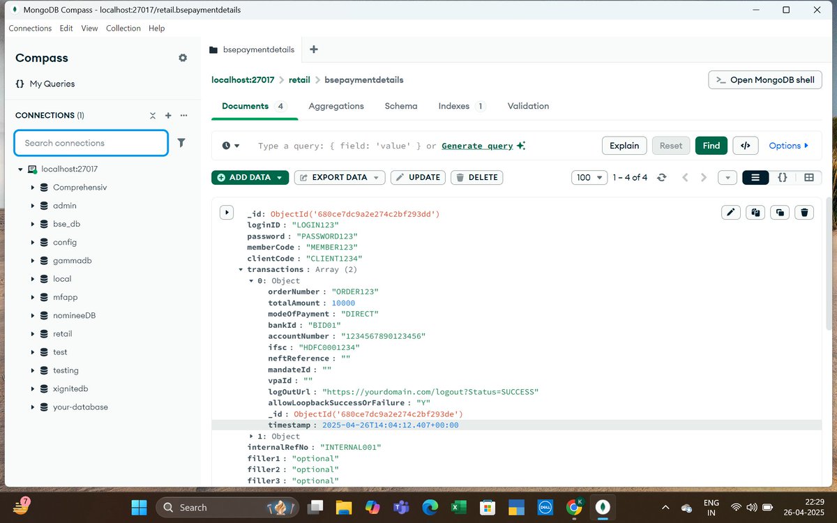 Is this the right way to store the payment transactions of different users in the DB or it can be done in a better way?