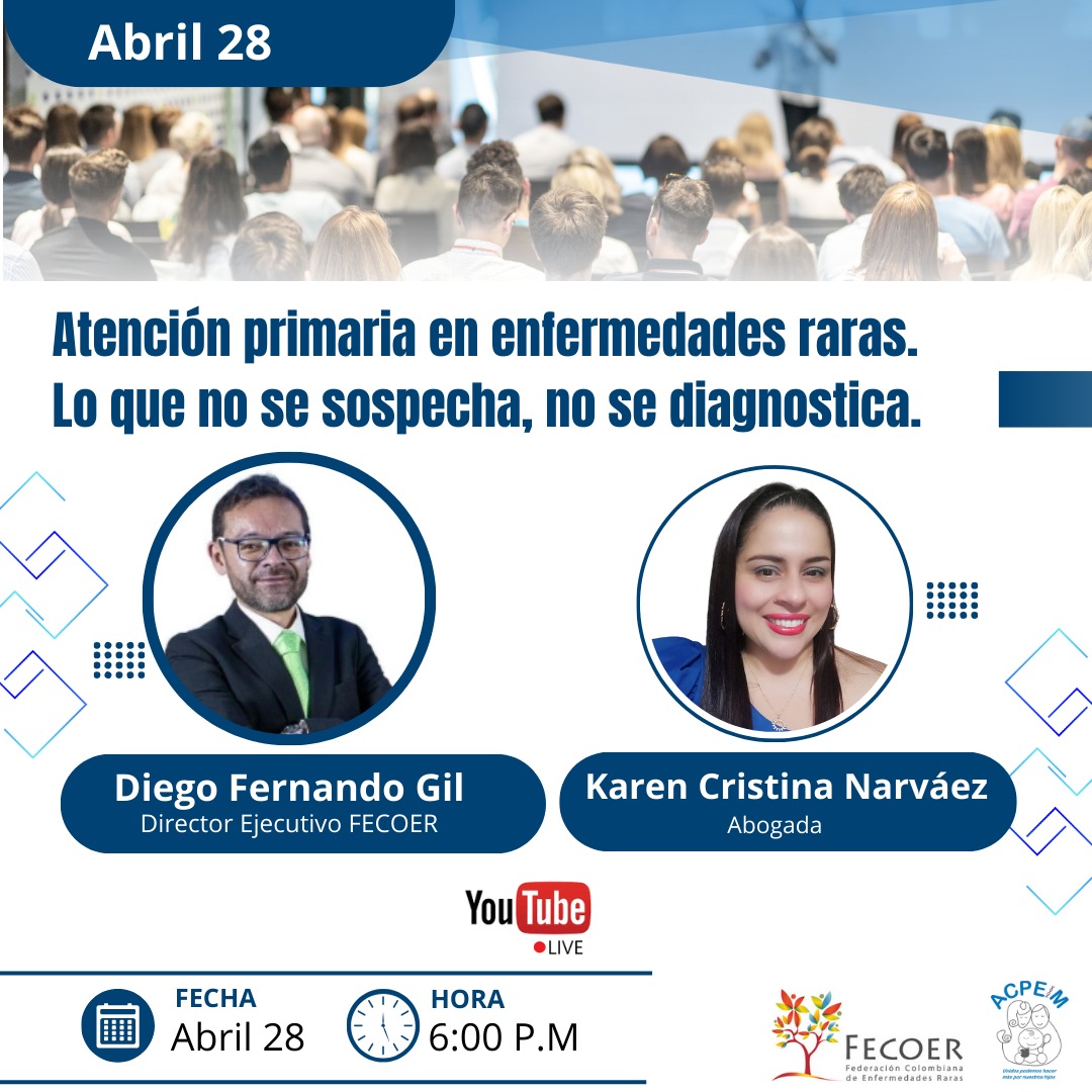 🔊¡Atención profesionales de la salud, familias y cuidadores de la comunidad de #enfermedadesraras!

📣 Este lunes 28 de abril te invitamos a una charla clave para mejorar el diagnóstico y la atención en enfermedades poco frecuentes:

🩺 Atención primaria en enfermedades raras.