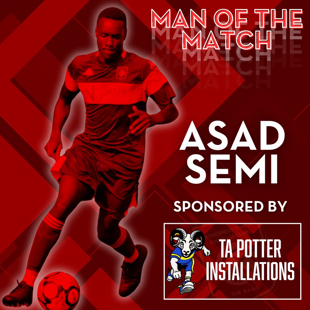 🏅| 𝙈𝘼𝙉 𝙊𝙁 𝙏𝙃𝙀 𝙈𝘼𝙏𝘾𝙃 

Asad Semi was awarded ‘Man of the Match’ for his performance in this afternoons 1-5 win away at Roffey.

Asad is sponsored by TA Potter Installations. 

#UpTheRams