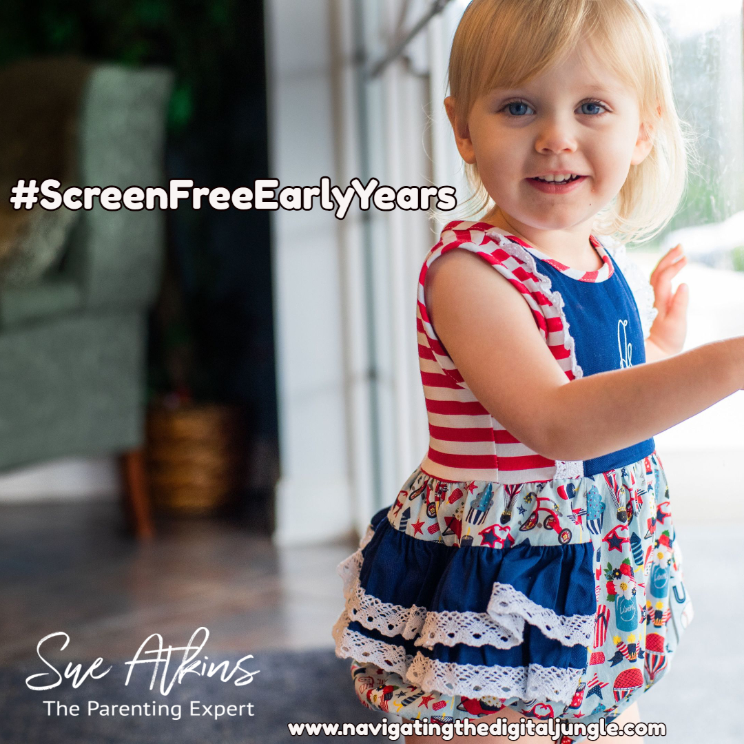 SueAtkins's tweet photo. When we hand toddlers devices instead of attention, we teach them that screens soothe better than people. #ScreenFreeEarlyYears #EarlyYears https://t.co/0Ihi2sfy1z