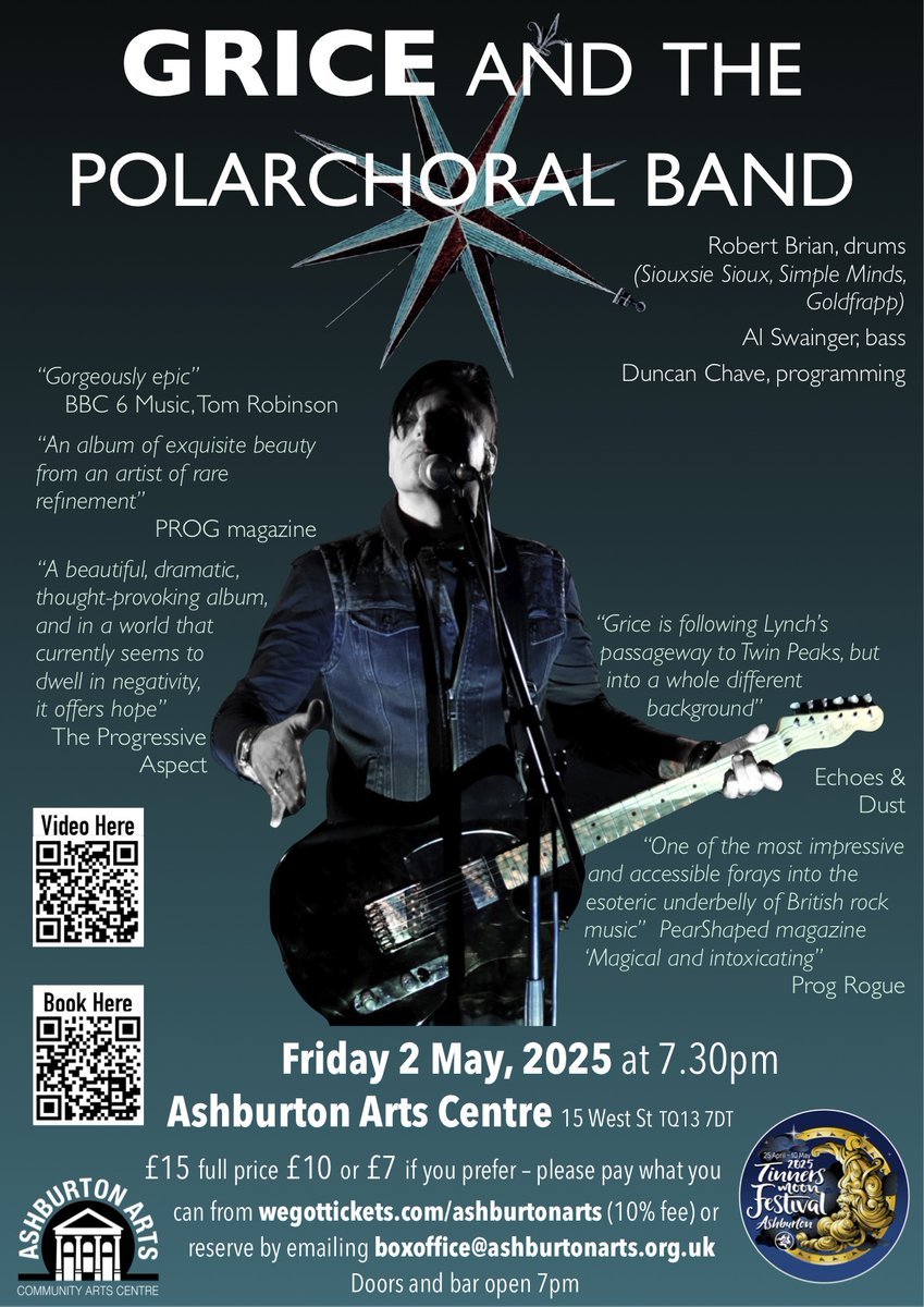 <a href="/GRICEmusic/">GRICE</a> &amp; the Polarchoral band will be performing at <a href="/ashburtonarts/">Ashburton Arts</a> Centre as part of Tinners Moon Festival - Friday 2nd May. Buy tickets from: wegottickets.com/event/655185#t…
#artrock #prog #livemusic #festival #band #alternativerock #NewMusic2025