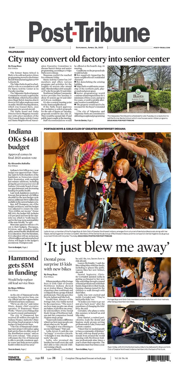 THE POWER OF PURPOSE! We are honored to make the front pages of both <a href="/nwi/">nwi.com</a> and <a href="/PostTrib/">PostTrib</a> thanks to the generosity of The Periodontal Group and the Dental Study Club of NWI. Grab your newspaper copies today!