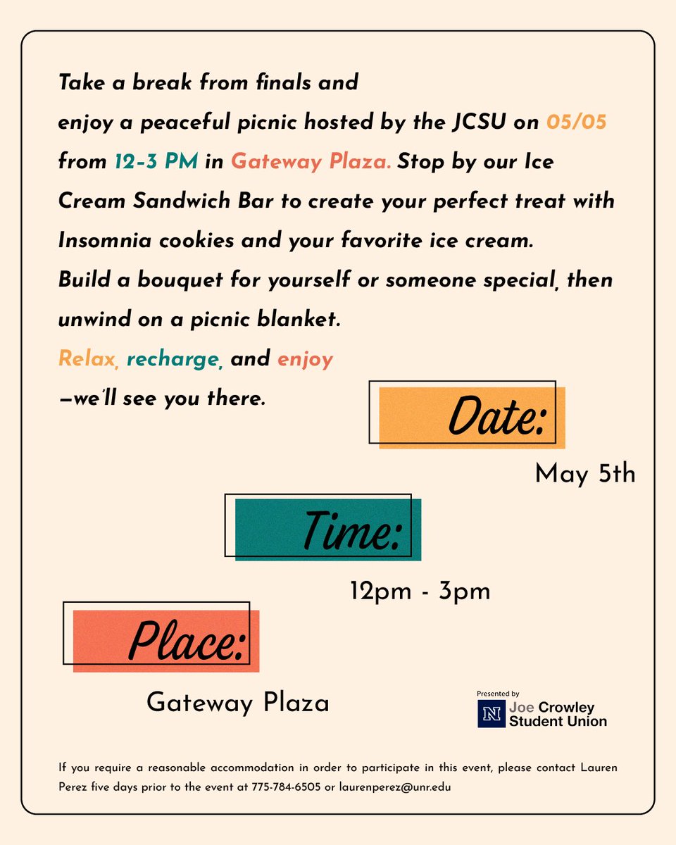Hey Wolf Pack! Feeling finals fatigue? 🍦🌸 Take a sweet break with us at our Ice Cream Bar—build your dream sandwich with two Insomnia cookie flavors and your favorite ice cream! Then head to our bouquet station and unwind on a picnic blanket with friends. You deserve it! 💐🧺