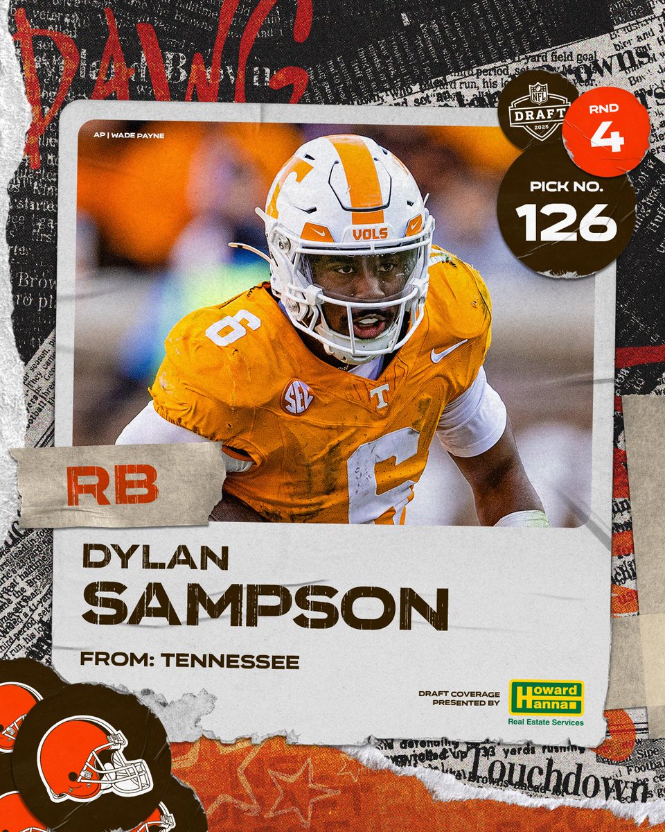 Browns's tweet image. adding another piece to the RB room
Welcome to Cleveland, Dylan Sampson!
