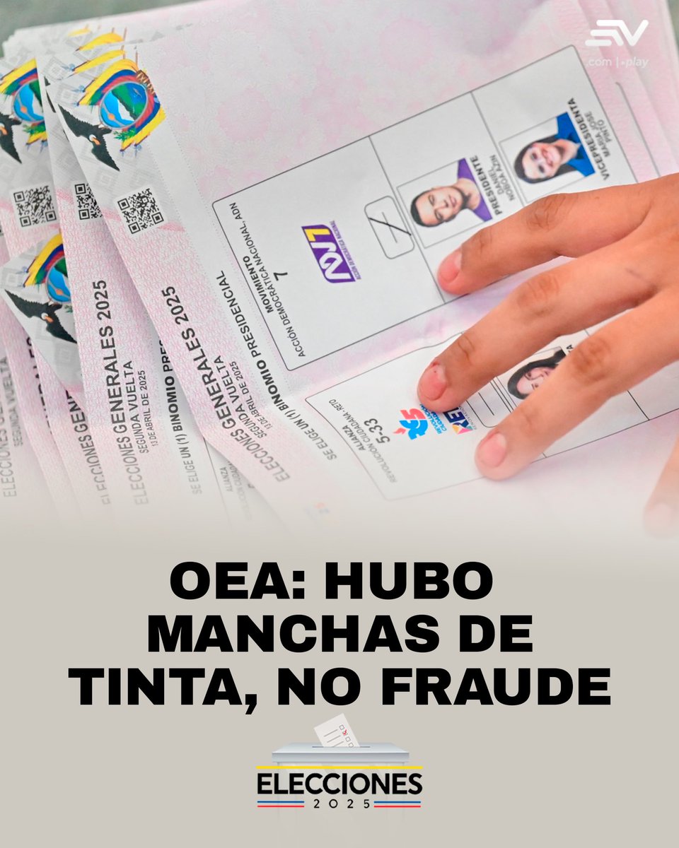 La OEA volvió a legitimar este sábado los resultados de las #Elecciones2025 del domingo 13 de abril en las que #DanielNoboa venció a #LuisaGonzález. Sigue leyendo▶️ bit.ly/42Se4RD