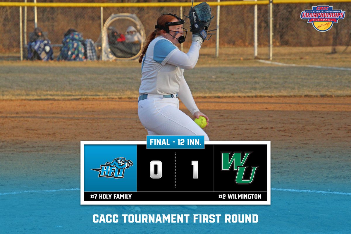 Holy Family Tigers (@gohfutigers) on Twitter photo What an effort from Paige Tidaback - who did not allow a run in a career-high 10.1 innings - and <a href="/HFU_Softball/">Holy Family U Softball</a>, who fall just short in the <a href="/CACC01/">Central Atlantic Collegiate Conference</a> Tournament.
Kylee Jones and Sam Ciasullo both had two hits, with Jones tripling and doubling. What an effort from Paige Tidaback - who did not allow a run in a career-high 10.1 innings - and <a href="/HFU_Softball/">Holy Family U Softball</a>, who fall just short in the <a href="/CACC01/">Central Atlantic Collegiate Conference</a> Tournament.
Kylee Jones and Sam Ciasullo both had two hits, with Jones tripling and doubling.