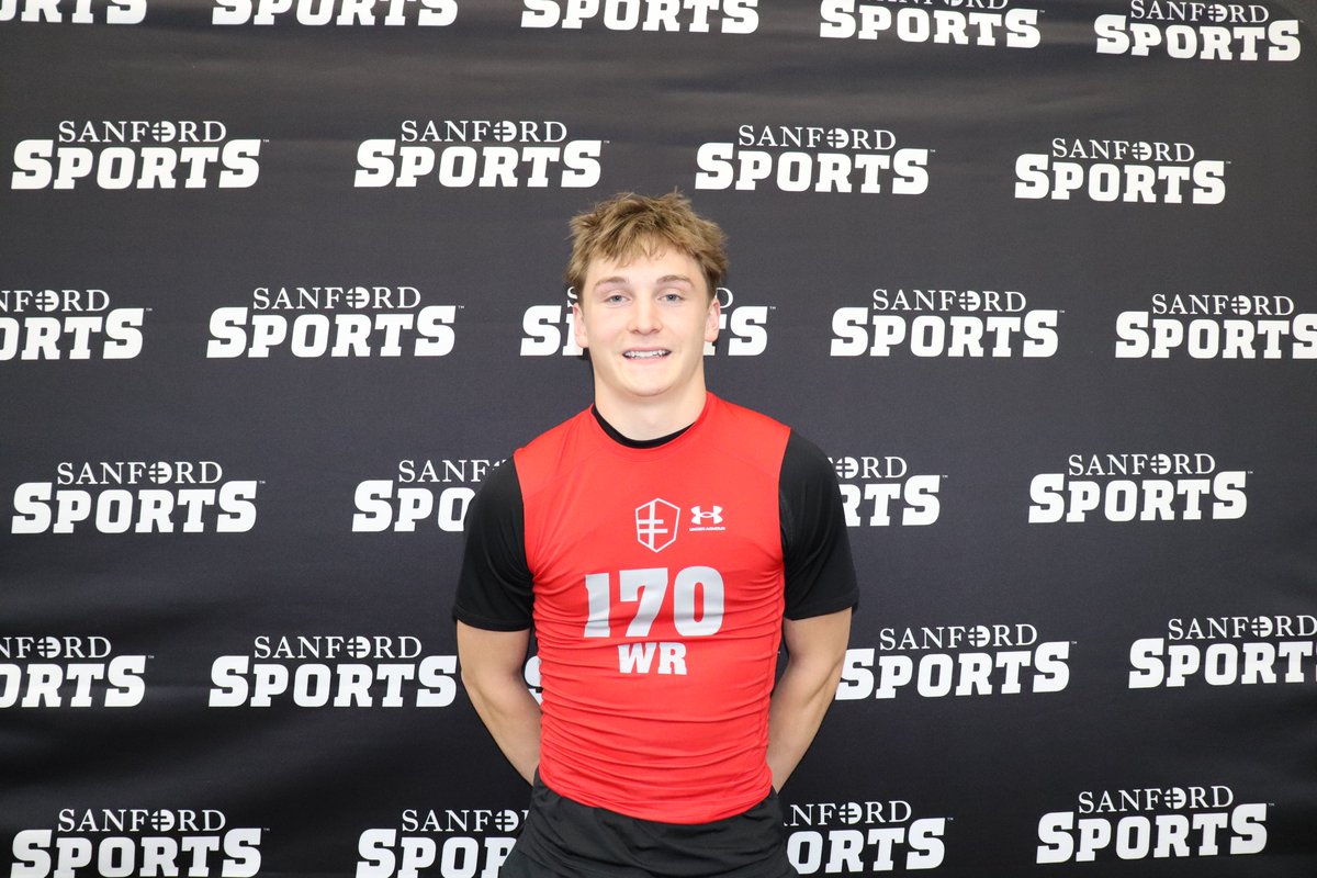 .@Sanford_FB Combine   
TOP PERFORMER (based on performance tests)  
WR
Shane Veenhof - Madison '26

Honorable Mention
-Bennett Juve; Gilbert Christian '26
-Preston Marty; SF Lincoln '26
-Mikey Roche; SF Lincoln '26
-Loui Akossi; SF Lincoln '26
-Maddox Mueller; Brandon Valley '26