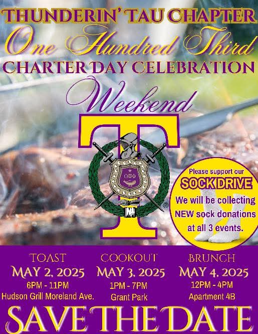 TauChapterQues's tweet photo. Next week...
The ⚡️Thunderin’ Tau Chapter⚡️ is throwing down for our 103rd Charter-Day Celebration Weekend!  

📅 May 2-4, 2025
📍 Atlanta, GA https://t.co/XHGfoNyaoX