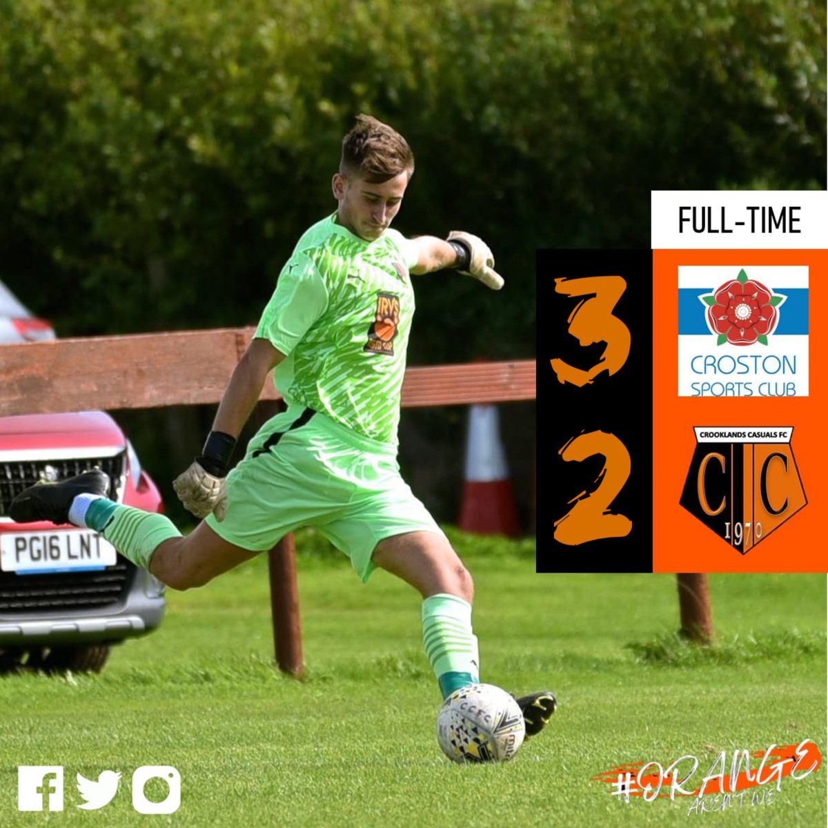 𝐅𝐮𝐥𝐥-𝐓𝐢𝐦𝐞.

💬 #FirstTeam:
Croston Sports Club 3-2 Crooklands Casuals FC

𝐆𝐨𝐚𝐥𝐬𝐜𝐨𝐫𝐞𝐫:
Lee Irving x2

💬 #Reserves
Crooklands Casuals FC 0-4 Haverigg United FC

🟠⚫️