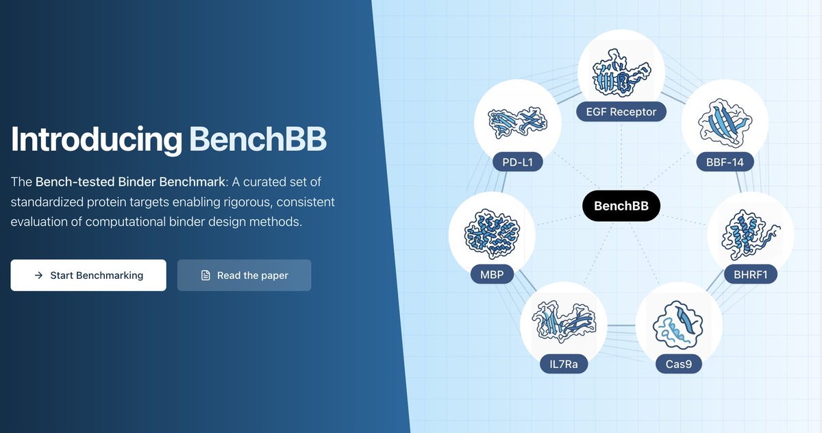 adaptyvbio's tweet image. Introducing BenchBB and the community paper of the Protein Design Competition 🎉
We wrote a community paper about our Protein Design Competition, teaming up with your favourite protein designers from both rounds. Excited to announce that this is now on Biorxiv 🙌