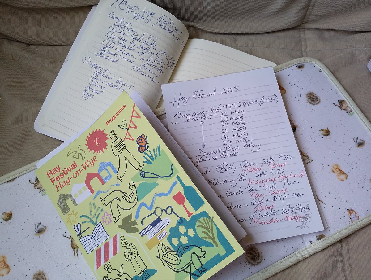 Definitely getting very excited about <a href="/hayfestival/">Hay Festival</a>. Have my schedule planned , will be practicing putting up my #tent tomorrow, and a long #reading list to get through.