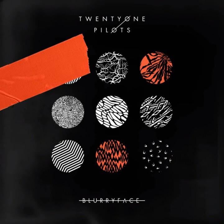 totallynotdre's tweet photo. @metalshellmedia just so nobody else overreacts, this is most likely NOT a permanent change, it’s simply promo for a new upcoming album. twenty øne piløts did the same thing by temporarily placing red tape over their own album covers. https://t.co/tWQYu736K3