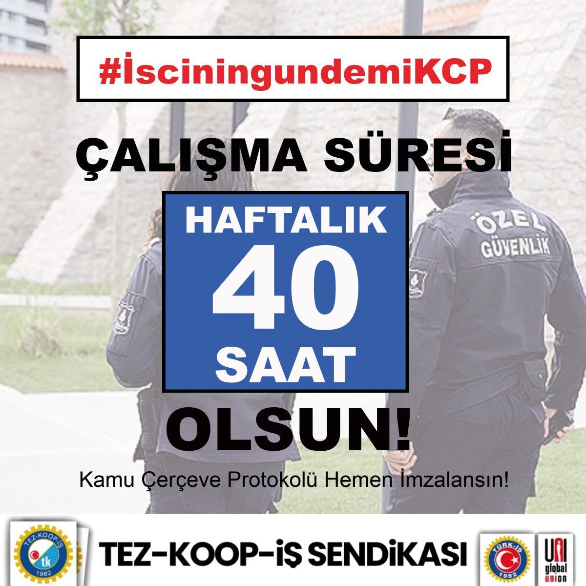 Günlük yevmiyemizin düşük olması yetmezmiş gibi bir de uzun ve esnek çalışma saatleri!
Haftalık çalışma süresi 40 saat olsun!

#KamuÇerçeveProtokolüHemenİmzalansın
#İsciningundemiKCP
<a href="/csgbakanligi/">T.C. Çalışma ve Sosyal Güvenlik Bakanlığı</a>
<a href="/isikhanvedat/">Prof. Dr. Vedat Işıkhan</a>
<a href="/turkiskonf/">TÜRK-İŞ</a>