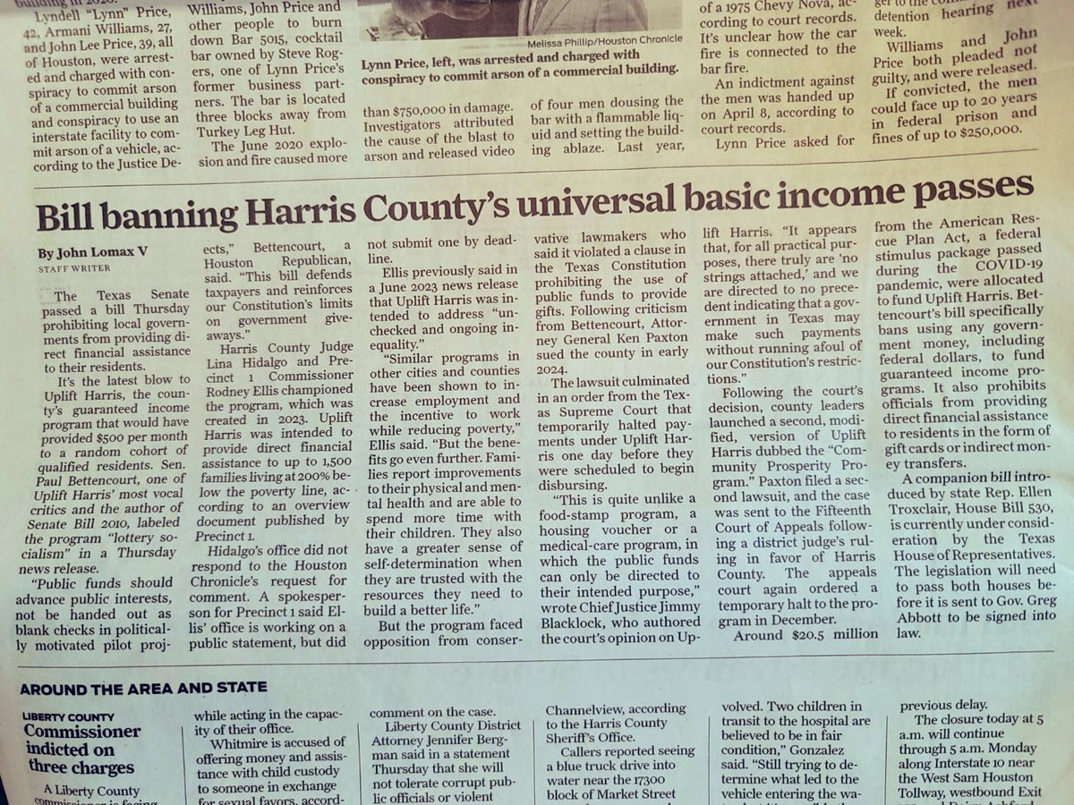 Team Bettencourt (@teambettencourt) on Twitter photo ICYMI: SB 2010 🚫 Universal Basic Income #UBI, aka “Lottery Socialism”!
Passes Texas Senate 22-9 — now on the way to the TX House Sponsor <a href="/EllenTroxclair/">Ellen Troxclair 🇺🇸</a> next!
Leftist progressives like Harris County Judge <a href="/LinaHidalgo/">Lina Hidalgo ♥</a> think giving taxpayer dollars to 1,900 “winners” out of ICYMI: SB 2010 🚫 Universal Basic Income #UBI, aka “Lottery Socialism”!
Passes Texas Senate 22-9 — now on the way to the TX House Sponsor <a href="/EllenTroxclair/">Ellen Troxclair 🇺🇸</a> next!
Leftist progressives like Harris County Judge <a href="/LinaHidalgo/">Lina Hidalgo ♥</a> think giving taxpayer dollars to 1,900 “winners” out of
