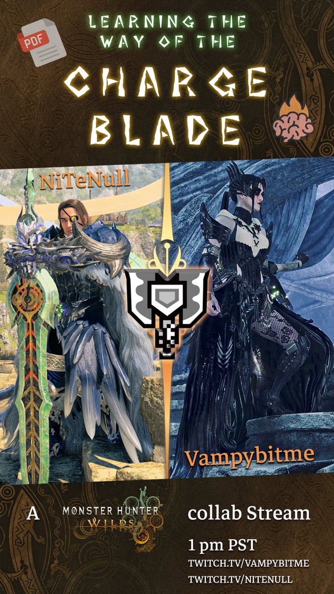 NiTeNull (@nitenull) on Twitter photo Always wanted to learn the basics of the Charge Blade?
Join <a href="/VampyBitme/">โ๏ธ ๐ฑ๐ถ๐๐
๐ โ๏ธ EVO JP</a> and myself later today in our collab stream, and transform your Cart Blade skills into the mighty Charge Blade! #MHWilds
Stream will go live at 1 pm PST!
twitch.tv/vampybitme
twitch.tv/nitenull Always wanted to learn the basics of the Charge Blade?
Join <a href="/VampyBitme/">โ๏ธ ๐ฑ๐ถ๐๐
๐ โ๏ธ EVO JP</a> and myself later today in our collab stream, and transform your Cart Blade skills into the mighty Charge Blade! #MHWilds
Stream will go live at 1 pm PST!
twitch.tv/vampybitme
twitch.tv/nitenull