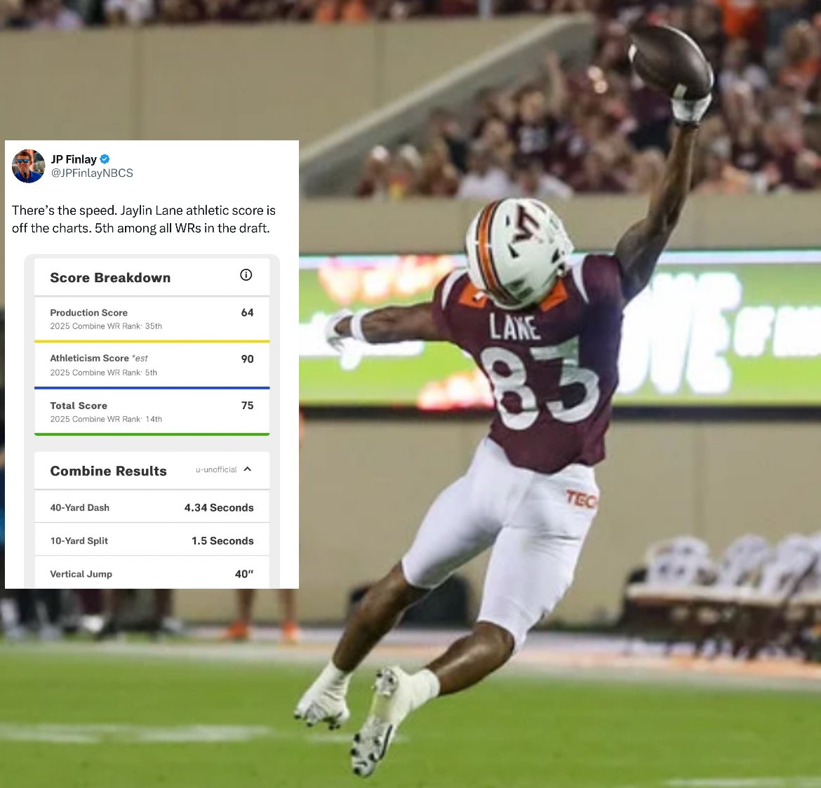 JPFinlayNBCS's tweet image. Pick 128 and Washington gets an ABSURD athlete in Jaylin Lane. Speed and burst. Lot to like here.