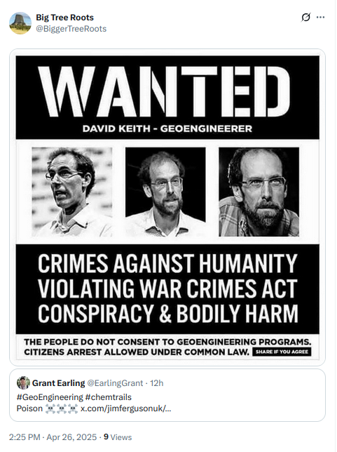 This is getting ridiculous, somebody is going to get hurt, or worse, at this rate.
There's already been one chemtrail nutter jailed for shining a laser at a passenger aircraft on final approach, people posting stuff like this are validating that sort of thing.
FFS!