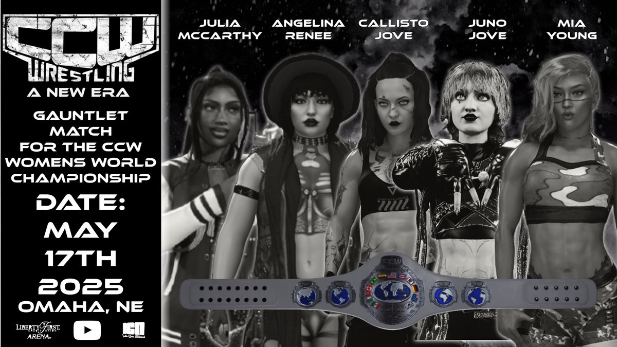 Our Main Event!

Womens wrestling is important here in CCW and now they get to do it again in a gauntlet match for the CCW Womens Championship!

🏟️Liberty First Credit Union Arena in Omaha, NE
🌟CCW Wrestling: A New Era
📅May 17th, 2025
⏰8/7c

Our YT: youtube.com/@CCWWrestlingO…