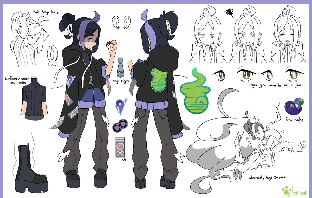 queuloriior's tweet photo. meet tibo! the ghost-type gym leader from glysteria city, south kalos!🪻

he likes to bring the spookiness when battling and challengers that manage to surpass it often win his admiration.

     – “The mysterious boy with friends from the other world!” https://t.co/iFGjiTWEef