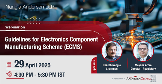 Join us on April 29, 2025 for an exclusive webinar on the ECMS Guidelines by MeitY. As our experts, Rakesh Nangia &amp; Mayank Arora will dive into product eligibility, investment thresholds, incentive models, and more. Register now: ow.ly/ckBO50VImbq #ECMS #guidelines