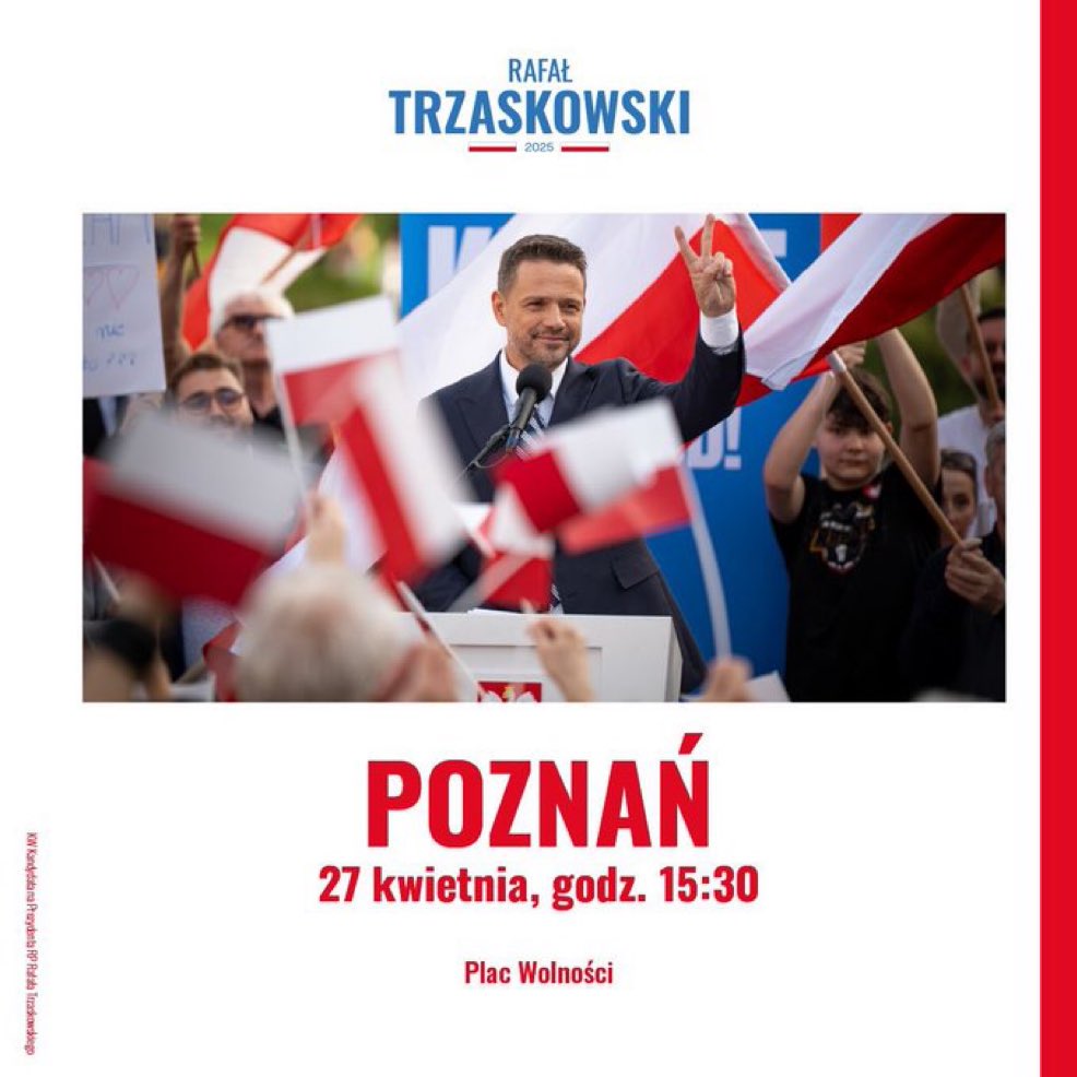 Jutro spotykamy się w Poznaniu! 
Bądźcie z nami ❤️
#Trzaskowski2025