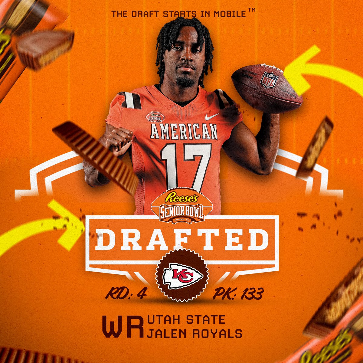 seniorbowl's tweet image. Congratulations to @RoyalsJalen 
#TheDraftStartsinMOBILE!