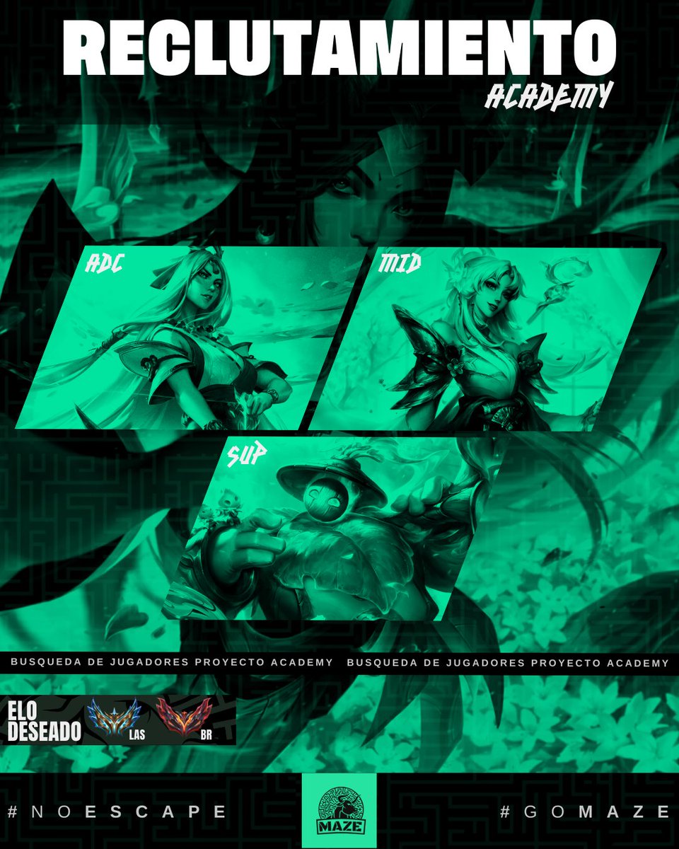 #LOL #RECLUTAMOS

Se vienen las open qualy de la LRS, y buscamos players para nuestra Academia, si crees tener lo necesario para formar parte de LRS en 2026 y cumples con los requerimientos, puedes buscar tu oportunidad de completar el Laberinto. 

Roles que buscamos:
- ADC
- MID