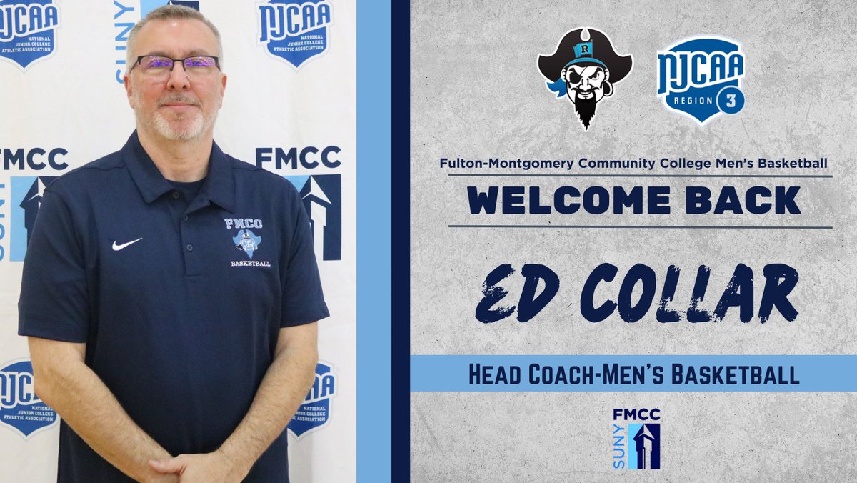 SUNY Fulton-Montgomery Athletics (@fmcc_athletics) on Twitter photo We would like to welcome back, Ed Collar as the Head Coach of the Men’s Basketball Team! 🏀🤝 <a href="/NJCAAReg3/">NJCAA REGION 3</a>
fmraidersathletics.com/sports/mbkb/20… We would like to welcome back, Ed Collar as the Head Coach of the Men’s Basketball Team! 🏀🤝 <a href="/NJCAAReg3/">NJCAA REGION 3</a>
fmraidersathletics.com/sports/mbkb/20…