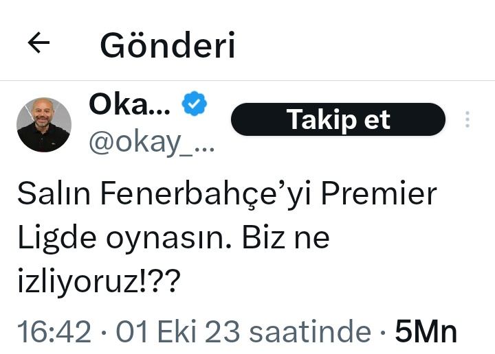 Ali koç başkan seneye hedef şampiyonlar ligi finali! salın Fenerbahçe'yi biz ne izliyoruz🙂 <a href="/okay_karacan/">Okay Karacan</a> #GFKvFB