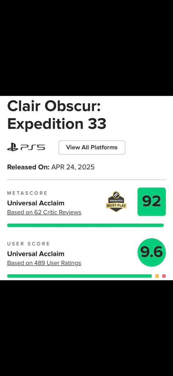 لعبة Clair Obscur: Expedition تصبح الأعلى تقييماً في التااااريخ من المستخدمين على Metacritic🔥

#ClairObscurExpedition33 
#metacritic
#اعلى٠تقييم
#بلايستيشن