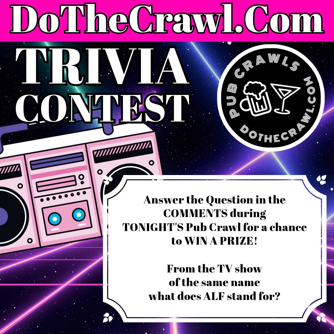 dothecrawl's tweet photo. It's Trivia⏲️To enter read the trivia❓in the image👇&amp; answer in the comments!🏆's chosen by https://t.co/rnWKBYphuC &amp; posted here by 12am on 4/27/25! 🎉 To get YOUR PRIZE reply to our message by 12am on 4/30/25. Only Do The '80s Pub Crawl attendees are eligible win the contest. https://t.co/AwtNY8UnTD
