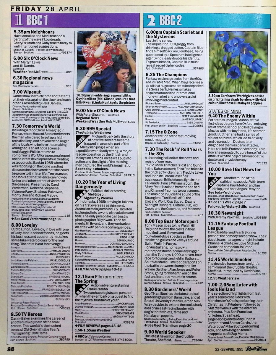 TvDidYouSee's tweet image. #OnThisDay 28 April 1995 📺TV
"The best looking cast in sitcom history" arrive on Channel 4 for the very first time in #Friends.
#JackDee and #JeremyHardy in JACK AND JEREMY'S POLICE 4.
They're Entertaining Father Stone in #FatherTed.
Deakin gambles with his career in #TheBill.
