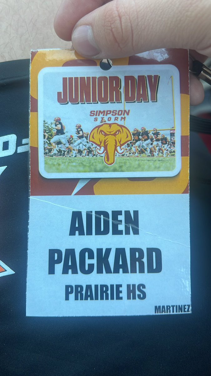 Aiden Packard (@_ap56) on Twitter photo Had a great day visiting Simpson college today!! Thank you!! <a href="/scstormfootball/">Simpson Football ⚡️</a>
<a href="/ReedHoskins/">Reed Hoskins</a>
<a href="/JasonMart3960/">Coach Martinez</a> Had a great day visiting Simpson college today!! Thank you!! <a href="/scstormfootball/">Simpson Football ⚡️</a>
<a href="/ReedHoskins/">Reed Hoskins</a>
<a href="/JasonMart3960/">Coach Martinez</a>