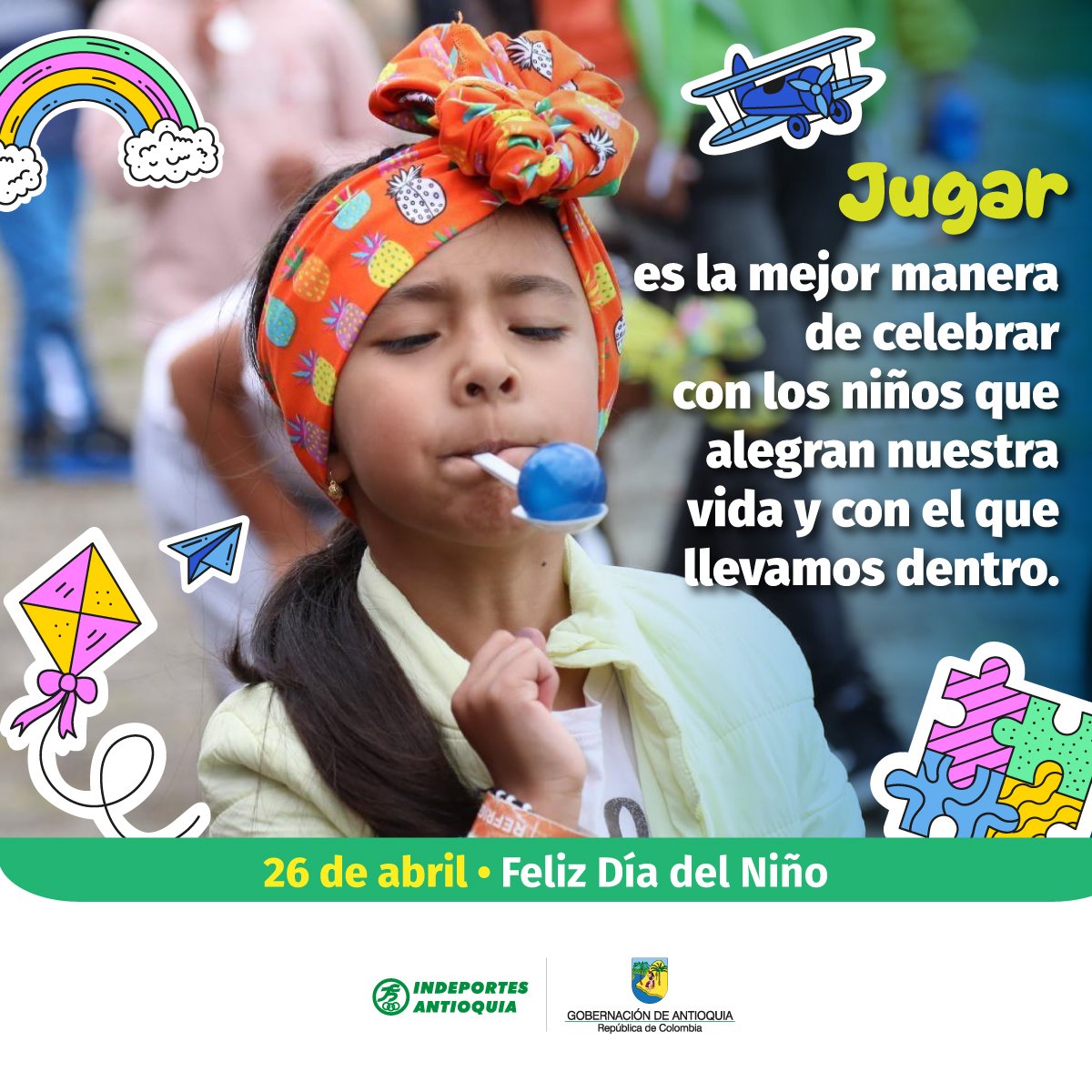Hoy es el Día Nacional de la Niñez y por eso Indeportes Antioquia lo celebra con los municipios del departamento. 🤍💚
Nuestra área de Recreación hará equipo con la administración de Necoclí, para adelantar diferentes actividades lúdicas con los pequeños en su día.