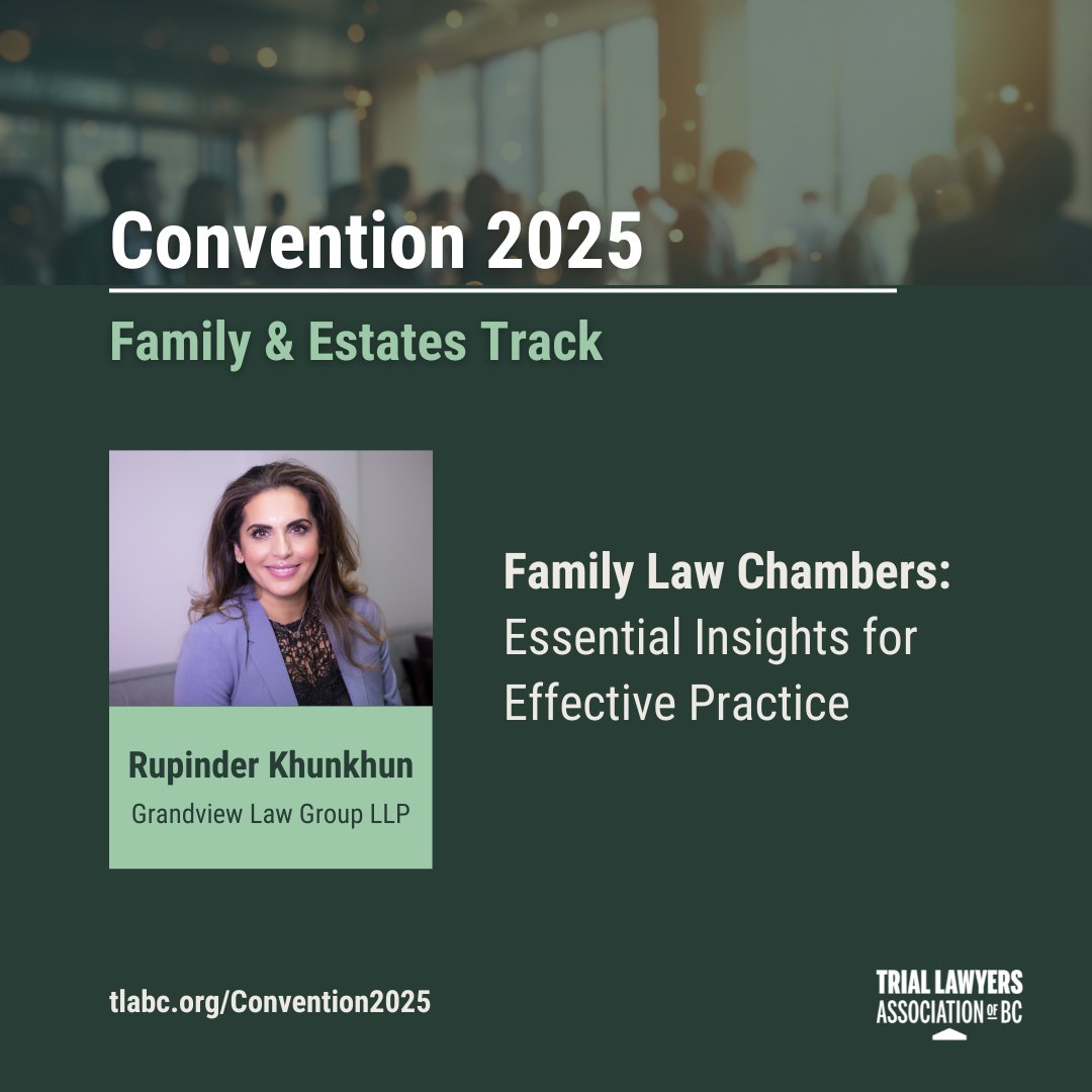 How do interim applications fit in a broader family law litigation strategy? At the TLABC Convention, Rupinder Khunkhun will provide practical insights on how to use these applications to both address urgent situations and support a forward-looking litigation plan.