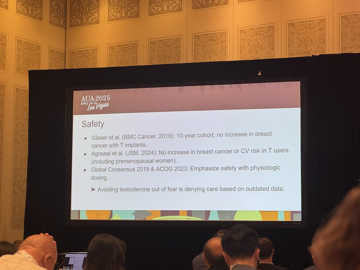 Sevann Helo (@helo_md) on Twitter photo Great talk by <a href="/drsexandsperm/">Jessica Yih</a> at #AUA25. Top 5 things every urologist should know about FSD:
•T starts declining in women in their 30s
•Consider TRT even in younger symptomatic women
•TRT is safe for women
•Dose: 2–5 mg daily
<a href="/SMSNA_ORG/">SMSNA</a> <a href="/ISSWSH/">ISSWSH</a> <a href="/AmerUrological/">Amer. Urol. Assn.</a> Great talk by <a href="/drsexandsperm/">Jessica Yih</a> at #AUA25. Top 5 things every urologist should know about FSD:
•T starts declining in women in their 30s
•Consider TRT even in younger symptomatic women
•TRT is safe for women
•Dose: 2–5 mg daily
<a href="/SMSNA_ORG/">SMSNA</a> <a href="/ISSWSH/">ISSWSH</a> <a href="/AmerUrological/">Amer. Urol. Assn.</a>
