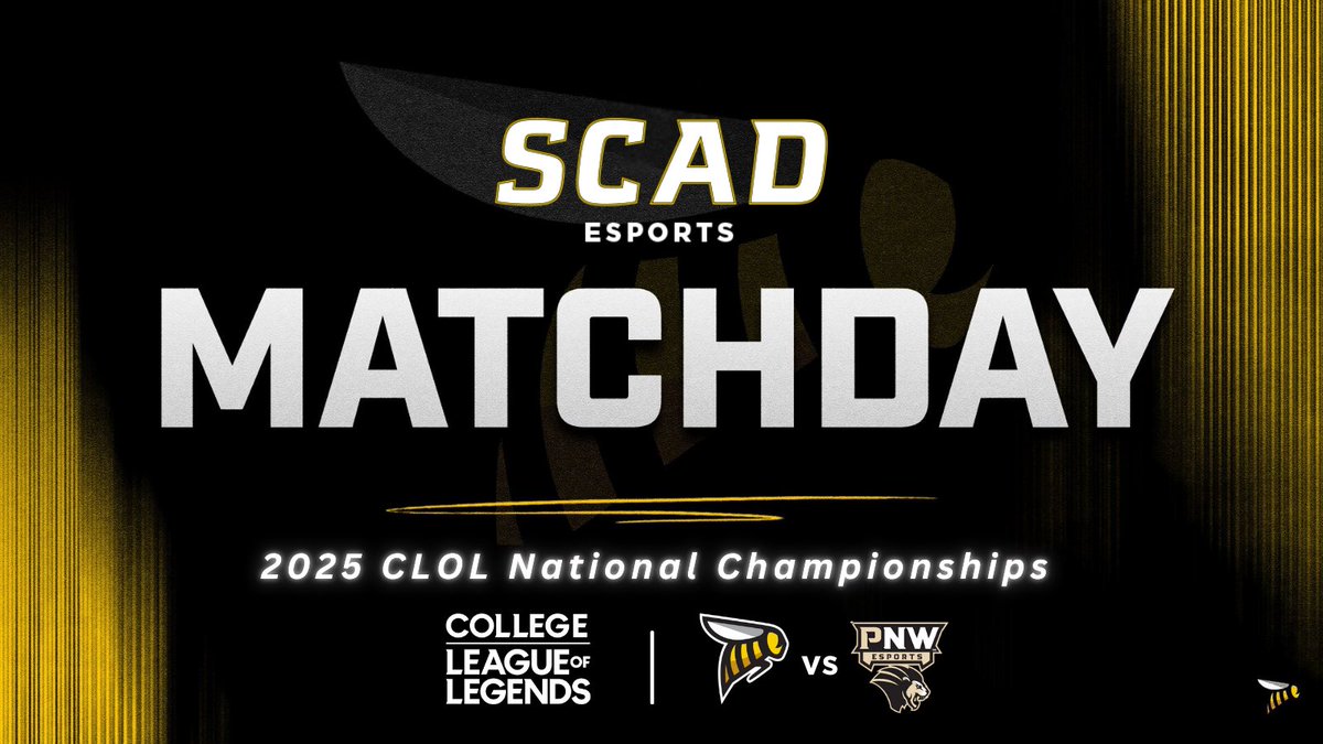 Another big day for the BEES🐝

SCAD vs Purdue Northwest!

CLOL National Championship Round 5 LIVE at 3pm ET

twitch.tv/UniEsportsNA