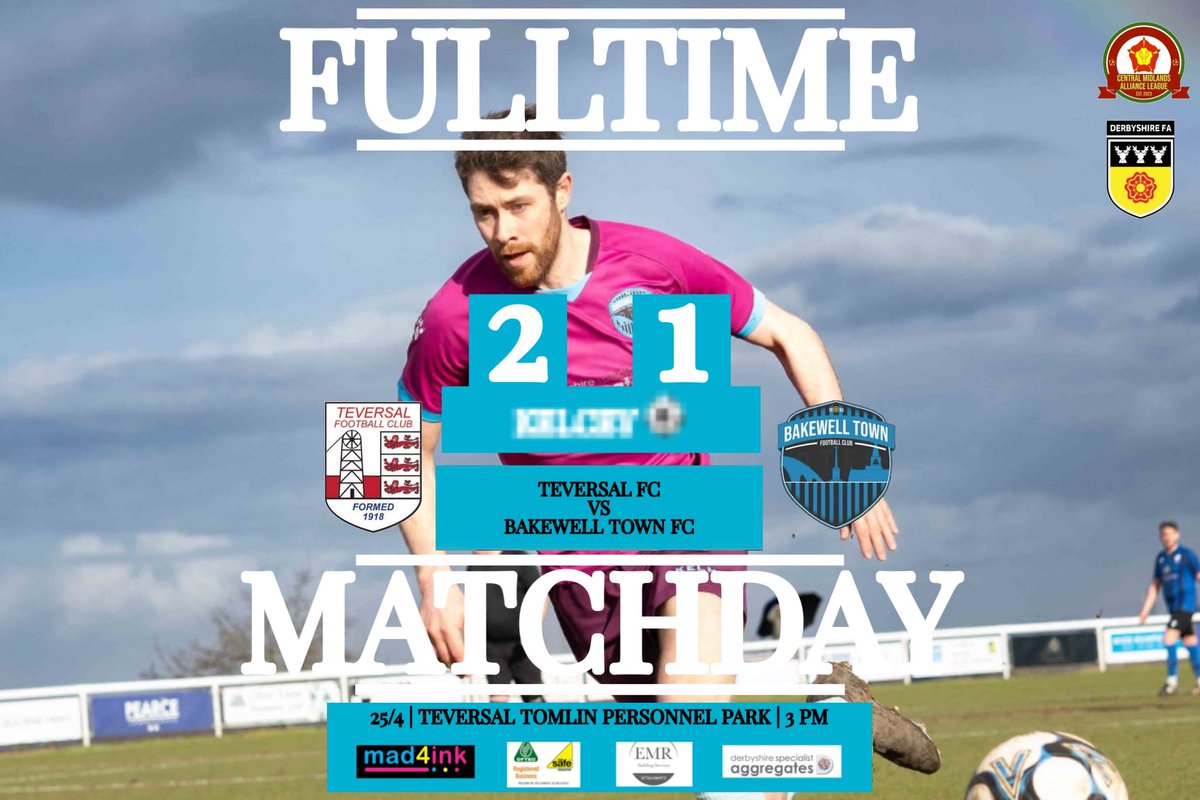 Bakewell Town FC (@bakewelltownfc) on Twitter photo A last minute defeat for Town vs <a href="/TeversalFC/">TeversalFC</a> FC as Kelceyโs equaliser from a May corner was all we had to show for the afternoons work <a href="/CentralMidsAll/">โฝ๏ธ Central Midlands Alliance โฝ๏ธ</a>
This seasons matchday sponsors:
<a href="/dom_highbury/">Highbury P&H</a> , <a href="/DerbyshireAggs/">DerbyshireAggregates</a> , <a href="/Mad4Ink/">Mad 4 Ink</a> , EMR Building Services A last minute defeat for Town vs <a href="/TeversalFC/">TeversalFC</a> FC as Kelceyโs equaliser from a May corner was all we had to show for the afternoons work <a href="/CentralMidsAll/">โฝ๏ธ Central Midlands Alliance โฝ๏ธ</a>
This seasons matchday sponsors:
<a href="/dom_highbury/">Highbury P&H</a> , <a href="/DerbyshireAggs/">DerbyshireAggregates</a> , <a href="/Mad4Ink/">Mad 4 Ink</a> , EMR Building Services