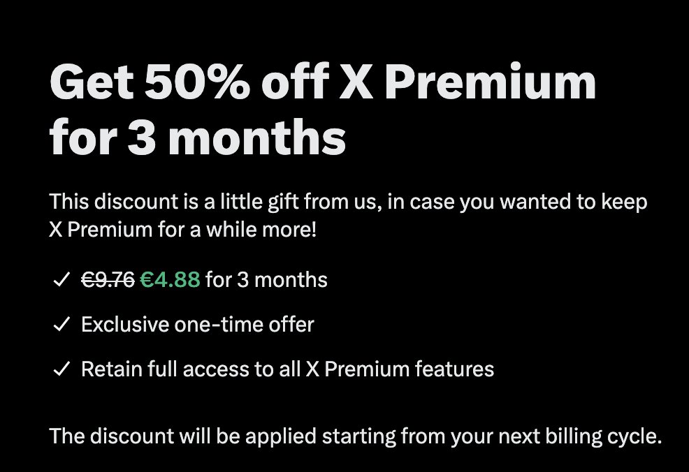 Try cancel your premium and get discount.   

Thank me by following me! 
Hopefully me sharing this doesn't violate any policies.