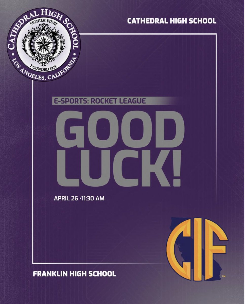 Our Cathedral High School Rocket League team will face off against Franklin High School for the State Championship title at CSU Dominguez Hills. 👾🎮

Best of luck to our Phantoms, bring it home!

The live stream link is available here:
m.twitch.tv/nasefedu?fbcli…

#GoPhantoms