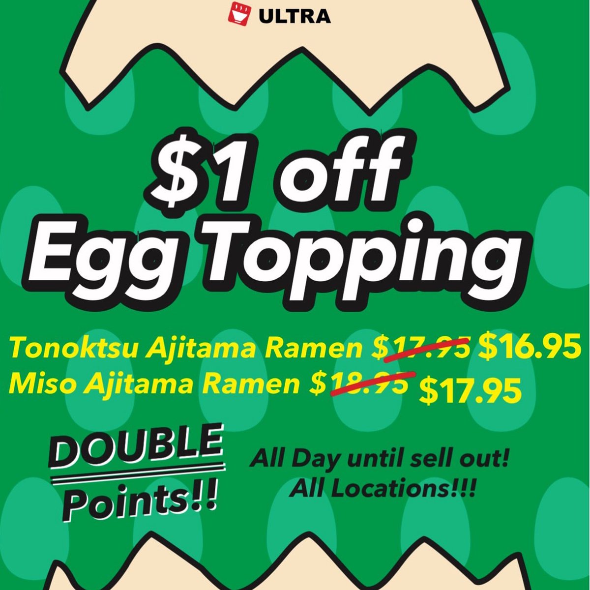 MenyaUltra's tweet image. ‼️4/26-27 🎈$1 off Egg and DOUBLE POINTS‼️ All locations. All day until sell out! *must order 1 ramen for 1 discount. *all orders must placed at beginning. See you 🍜
🍜order.menya-ultra.com
#SanDiego #SanDiegoRestaurants #sandiegofood