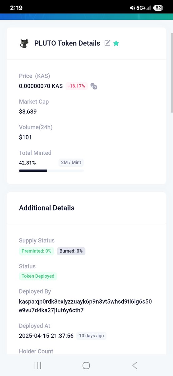 Plutokaspa's tweet image. $PLUTO is currently in the top #30's on the #krc20 #memecoin website kas.fyi! 🥳🥳🥳

We're also the #3 #trending #token right now! 🎉🎉🎉

#smartcontracts are coming!! 🔥🔥🔥

#Crypto #Kaspa #Krc20 #Binance #100x #1000x #SOL #BTC #ETH #Bullrun #KsprBot #KaspaCom