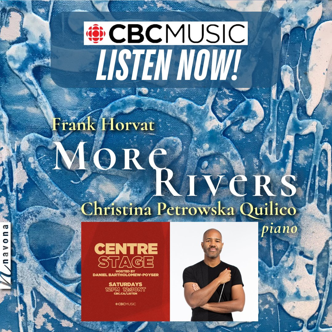 Wonderful to have my music featured on Daniel Bartholomew-Poyser’s show Centre Stage on <a href="/CBCMusic/">CBC Music</a>!

Since <a href="/CPQuilico/">Christina Petrowska Quilico, C.M.,OOnt, FRSC</a> released ‘More Rivers’ in January, been so touched by the ♥️ the album has received! 😊 #VeryGrateful

cbc.ca/listen/live-ra…