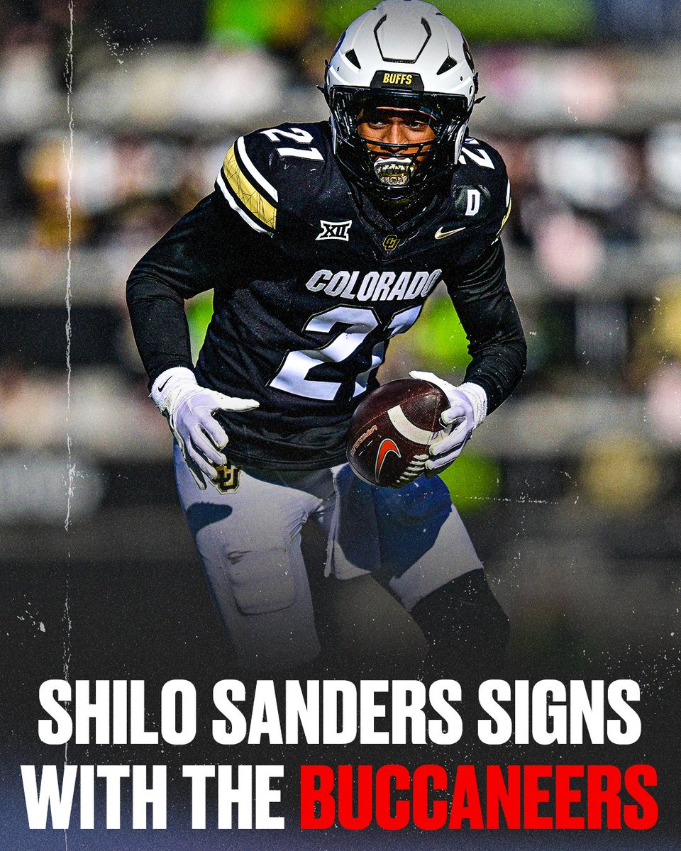 Undrafted free-agent Shilo Sanders signs with the Tampa Bay Buccaneers, sources tell <a href="/AdamSchefter/">Adam Schefter</a>.