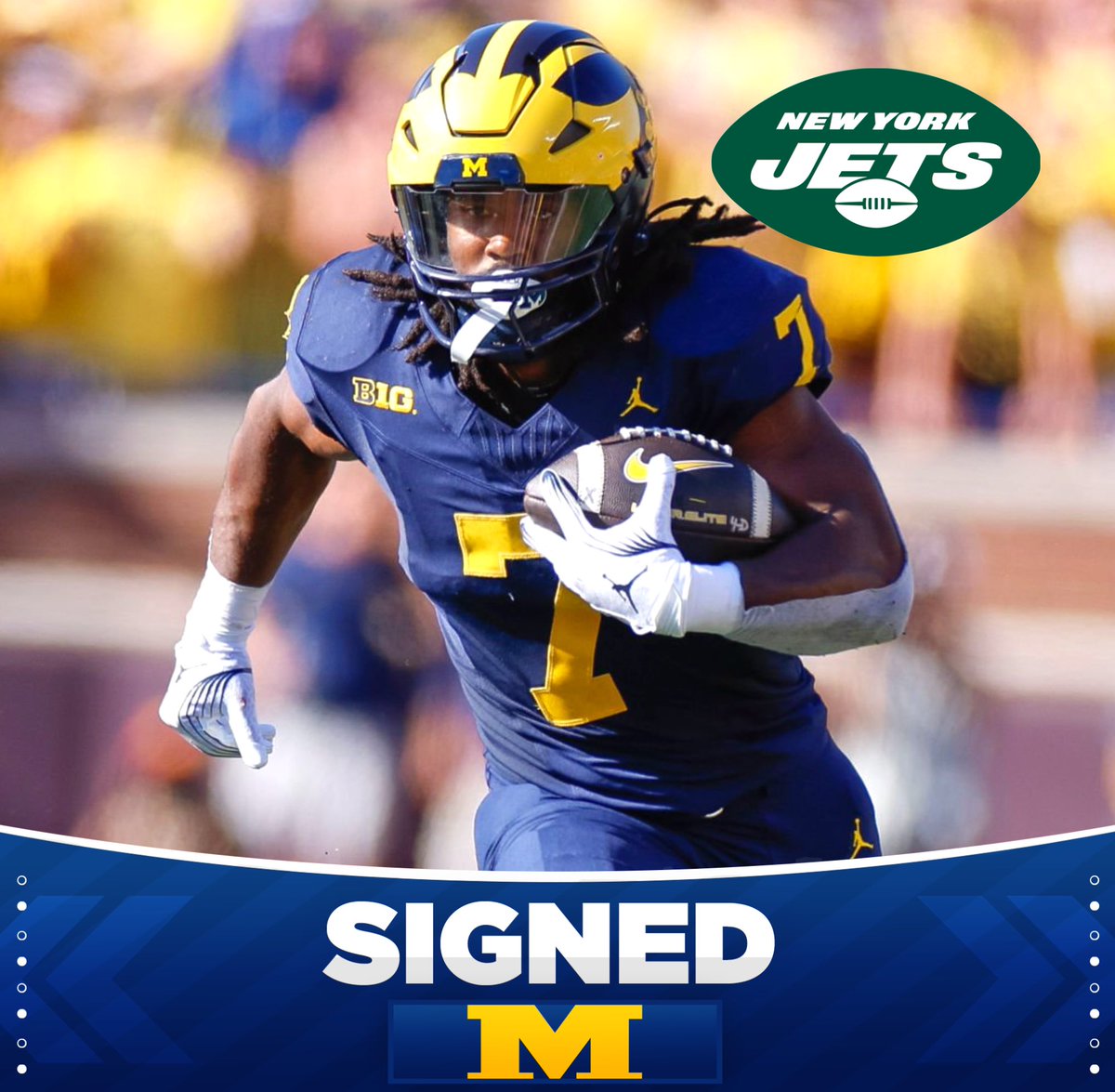 BREAKING: The New York Jets have signed Michigan’s Donovan Edwards as an undrafted free agent #GoBlue