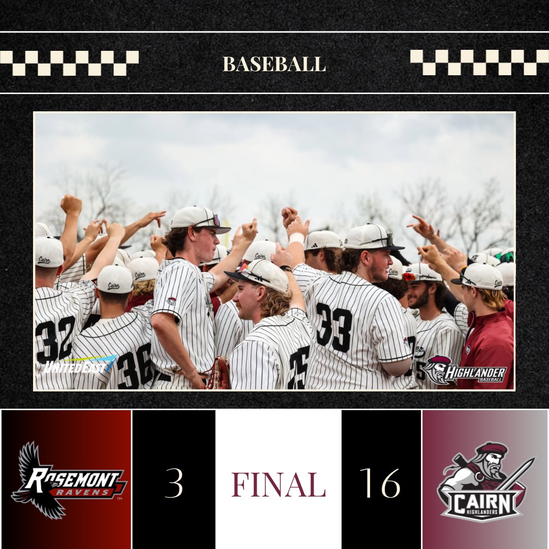 CairnAthletics's tweet photo. A 16-3 win to open up senior day for the Highlanders as @cairnbaseball dodged the rain drops in game one. 

#PursueExcellence #CairnBB https://t.co/YKjoNredoL