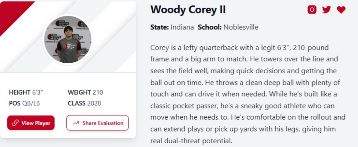 Woody Corey II 2028 QB (@woodycoreyqb) on Twitter photo Thank you <a href="/PrepRedzone/">Prep Redzone 🏈</a> there is more work to be done. I love this game. Matthew 21:42 <a href="/EzeObiora2/">Coach Eze Obiora 🇳🇬</a> <a href="/xfactorQB/">Anthony Morelli: X-Factor QB Academy</a> <a href="/NoblesvilleFB/">Noblesville Football</a> <a href="/SWiltfong_/">Steve Wiltfong</a> <a href="/rileywatkins0/">Riley Watkins</a> <a href="/ToledoQBs/">Robert Weiner</a> <a href="/Coach_PatKuntz/">Coach Pat Kuntz</a> <a href="/NIUCoachHammock/">Thomas Hammock</a> Thank you <a href="/PrepRedzone/">Prep Redzone 🏈</a> there is more work to be done. I love this game. Matthew 21:42 <a href="/EzeObiora2/">Coach Eze Obiora 🇳🇬</a> <a href="/xfactorQB/">Anthony Morelli: X-Factor QB Academy</a> <a href="/NoblesvilleFB/">Noblesville Football</a> <a href="/SWiltfong_/">Steve Wiltfong</a> <a href="/rileywatkins0/">Riley Watkins</a> <a href="/ToledoQBs/">Robert Weiner</a> <a href="/Coach_PatKuntz/">Coach Pat Kuntz</a> <a href="/NIUCoachHammock/">Thomas Hammock</a>