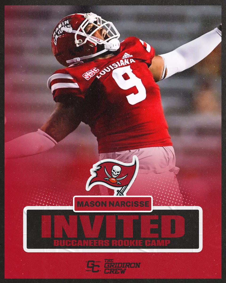 Excited to announce #TGCathlete Mason Narcisse has been invited to Rookie Camp with the Tampa Bay Buccaneers.

#thegridironcrew #NFL #NFLDraft #WeAreTheKrewe