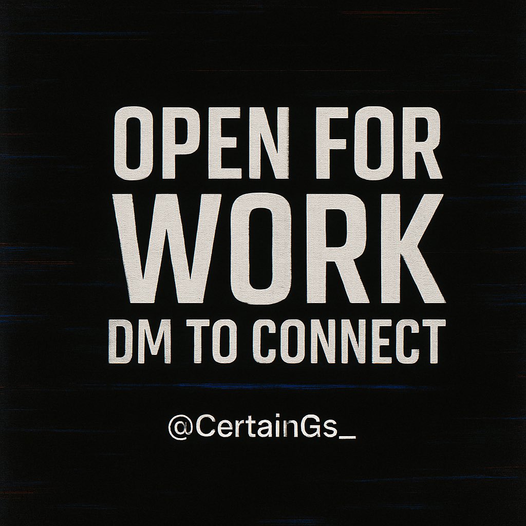 Creative services now available. Let’s work. DM to lock in. <a href="/CertainGs_/">Gs🇬🇧⌖</a>
